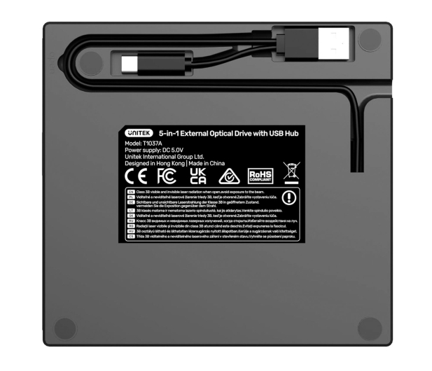 UNITEK Nagrywarka zewnętrzna DVD/CD, Hub USB 5Gbps, czytnik kart SD T1037A01 - 1348619 - zdjęcie 3